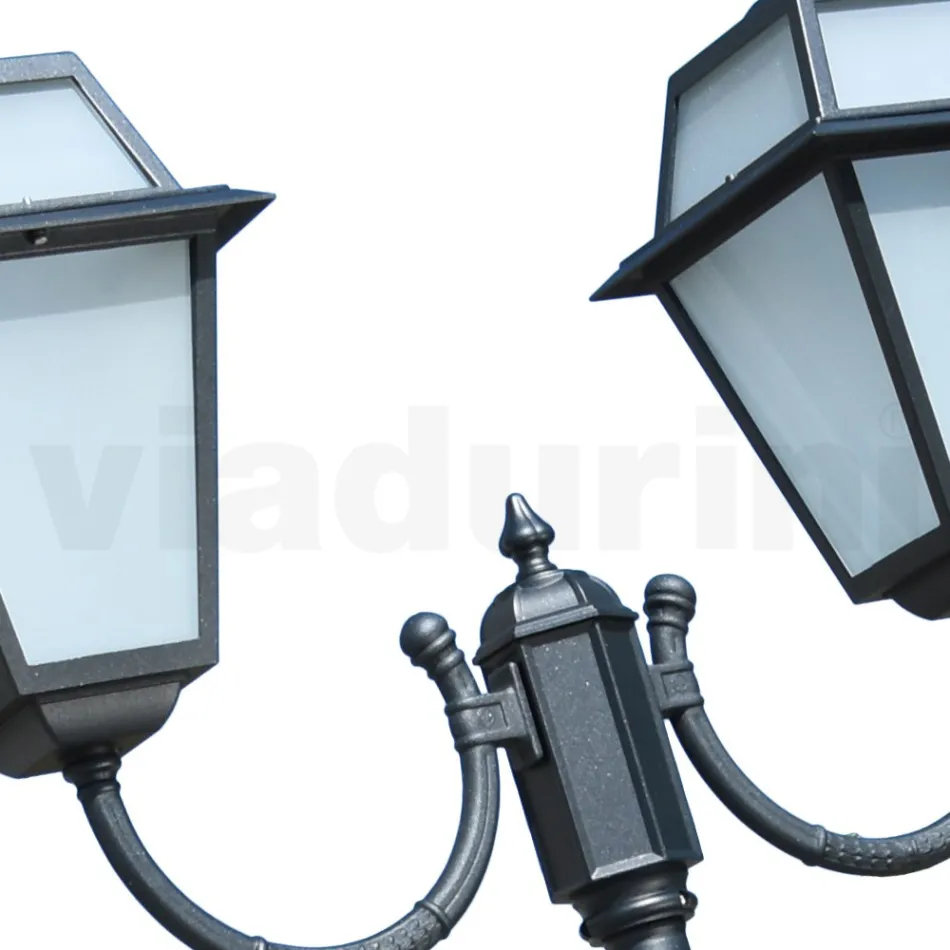 Stojan na lampu 2 světla v hliníkovém a skleněném vintage stylu Made in Italy - Vivian Viadurini