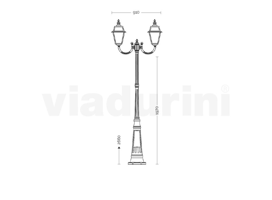 Stojan na lampu 2 světla v hliníkovém a skleněném vintage stylu Made in Italy - Vivian Viadurini