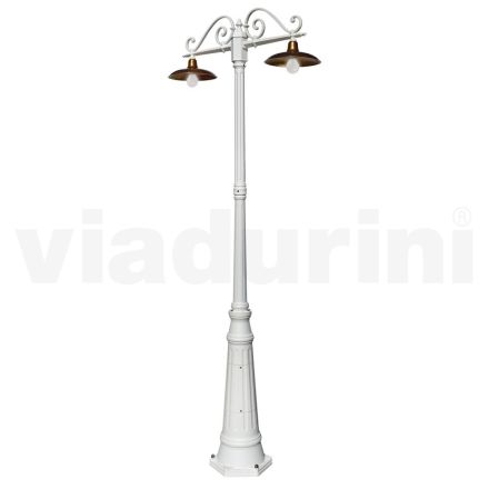 Sloupek lampy 2 světla Vintage Style z hliníku a mosazi Made in Italy - Adela Viadurini
