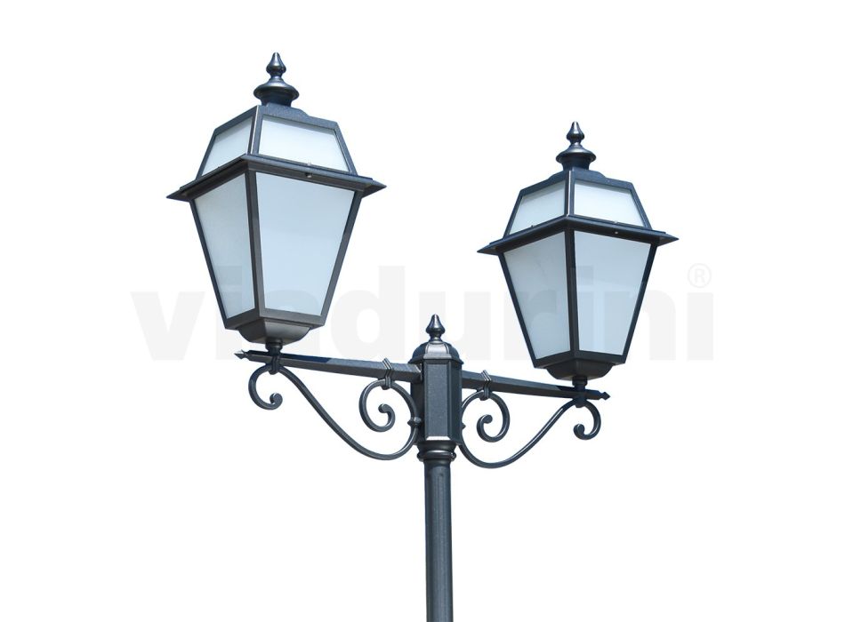 Lampa 2 Lights Vintage Style z hliníku a skla Made in Italy - Vivian Viadurini