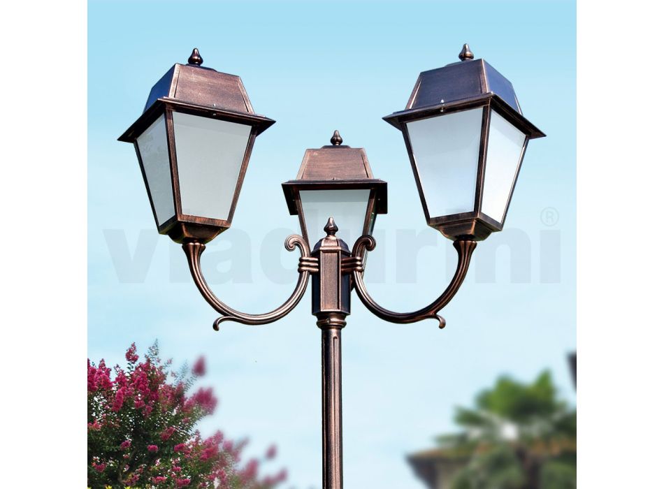 Stojan na lampu 3 světla Vintage Style z hliníku a skla Made in Italy - Doroty Viadurini