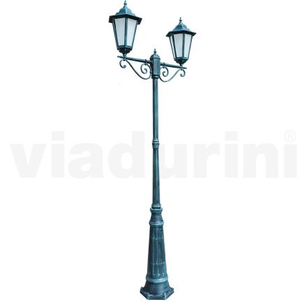 Stojan na lampu 2 světla z hliníku a skla Made in Italy Vintage - Janira Viadurini