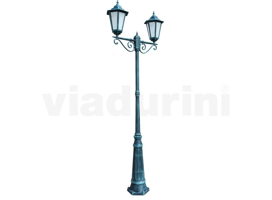 Stojan na lampu 2 světla z hliníku a skla Made in Italy Vintage - Janira Viadurini