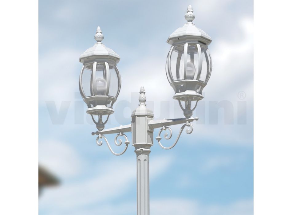 Lampa se 2 světly Vintage Style v bílém hliníku Made in Italy - Dodo Viadurini