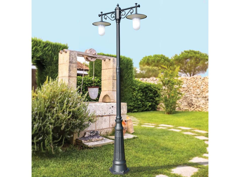 Lampa 2 Lights Vintage Style v šedém hliníku Made in Italy - Belen Viadurini