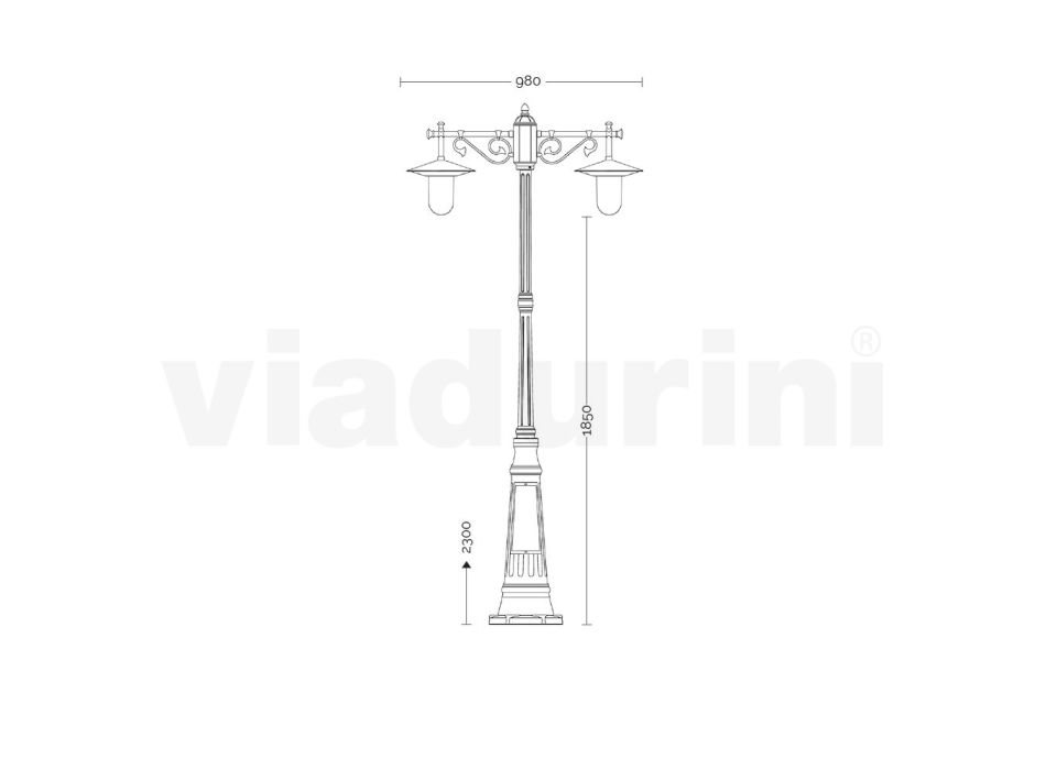 Lampa 2 Lights Vintage Style v šedém hliníku Made in Italy - Belen Viadurini