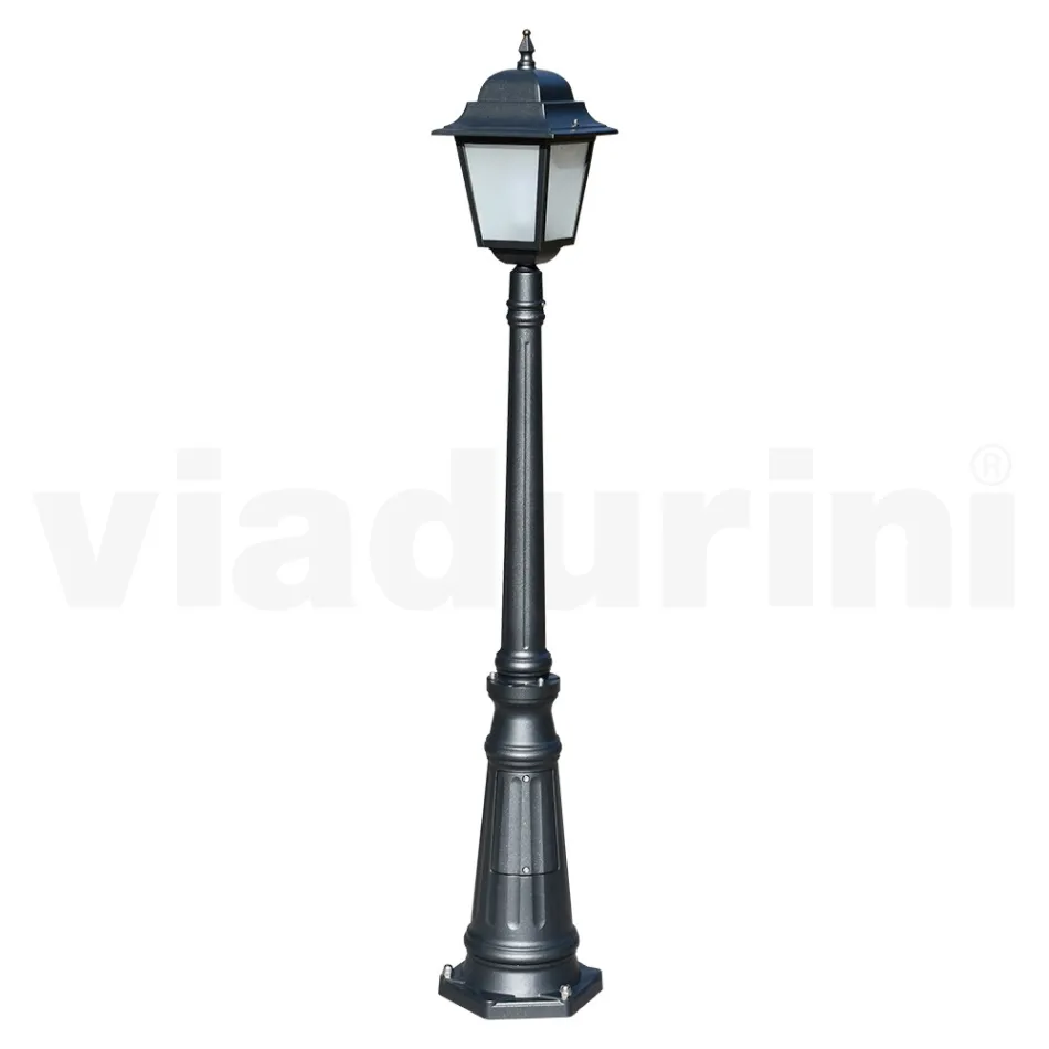 152 cm vysoká pouliční lampa z antracitového skla a hliníku Made in Italy - Scintilla Viadurini