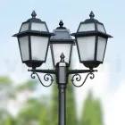 Zahradní kandelábr vysoký 219 cm z antracitového hliníku a pískovaného skla - Elric Viadurini