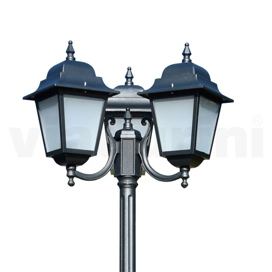 238 cm vysoká pouliční lampa z antracitového skla a hliníku Made in Italy - Scintilla Viadurini