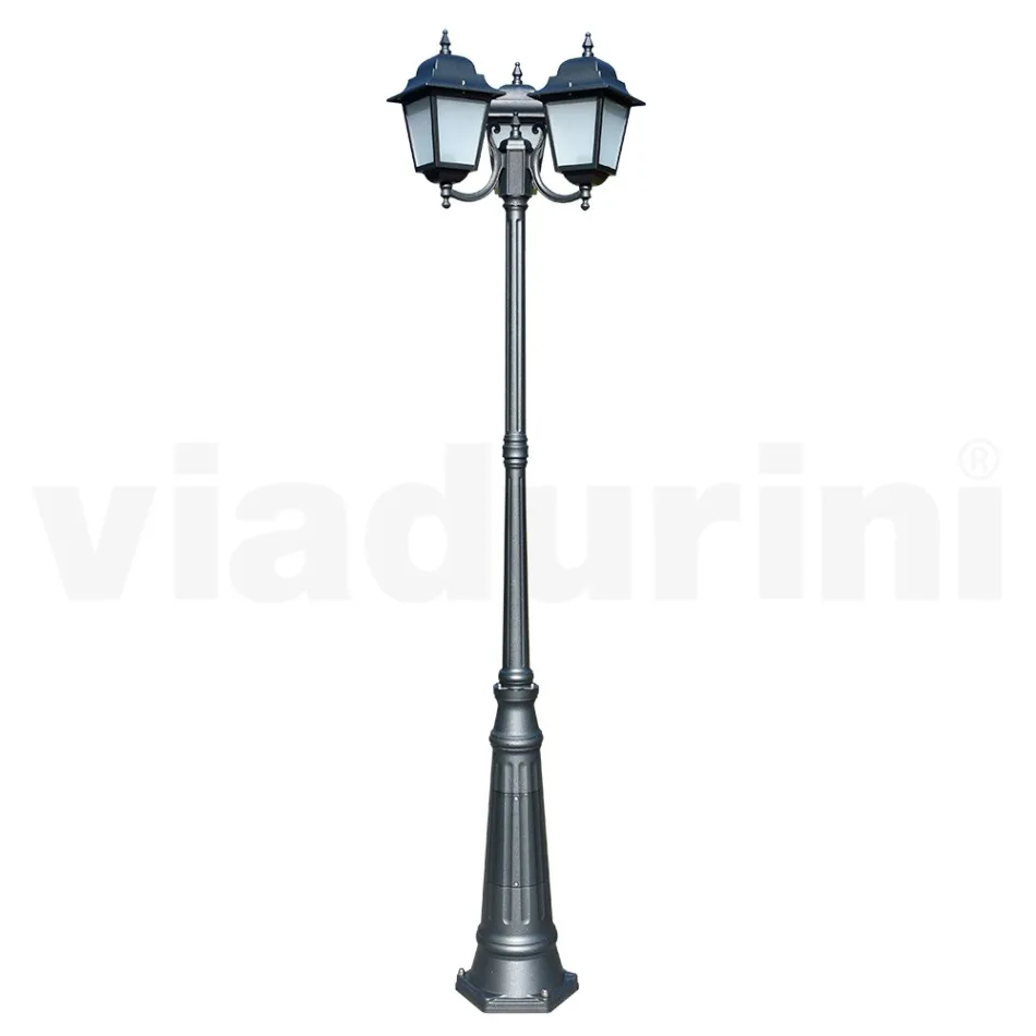 238 cm vysoká pouliční lampa z antracitového skla a hliníku Made in Italy - Scintilla Viadurini