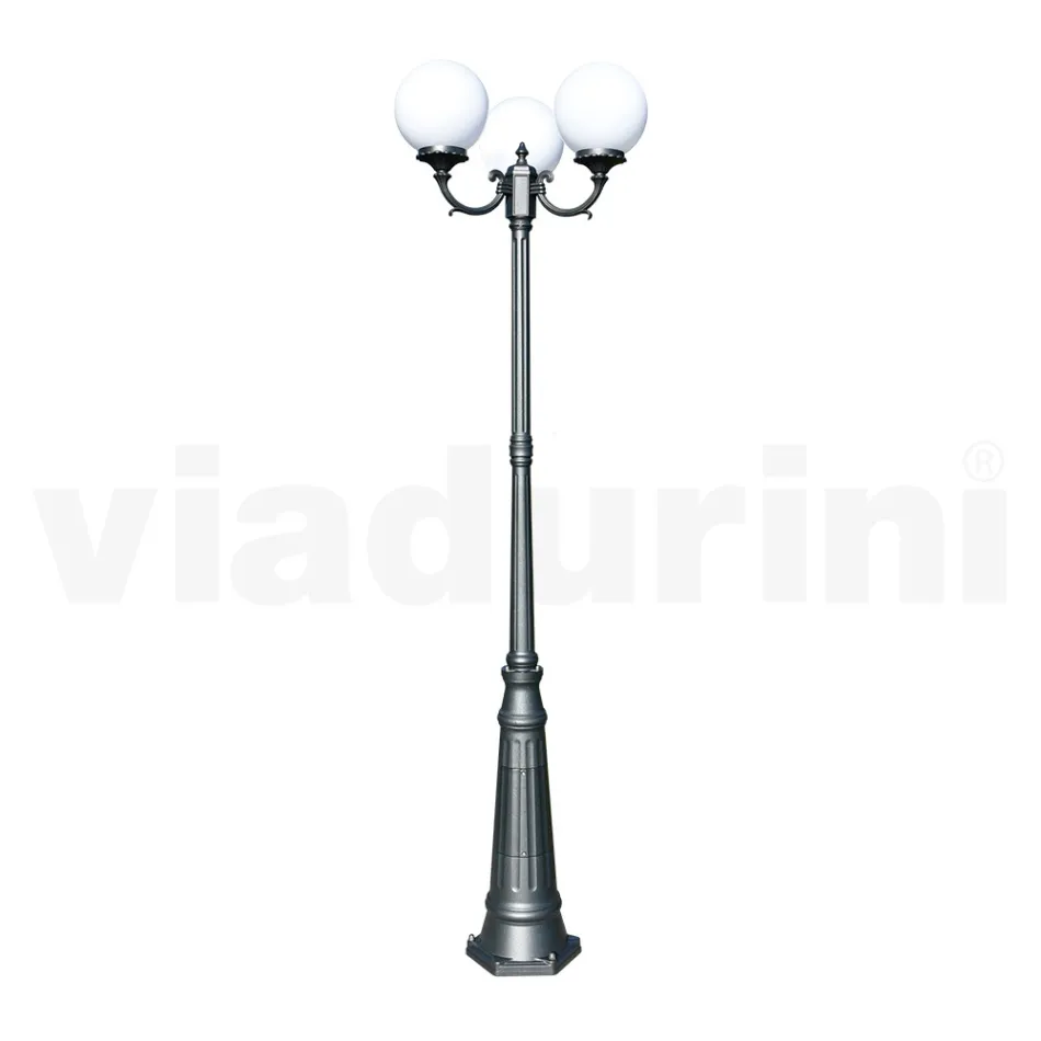 242 cm vysoká pouliční lampa z akrylového a antracitového hliníku Made in Italy - Trovaantracite Viadurini
