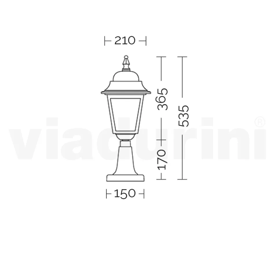 53,5 cm vysoká pouliční lampa z antracitového skla a hliníku Made in Italy - Scintilla Viadurini