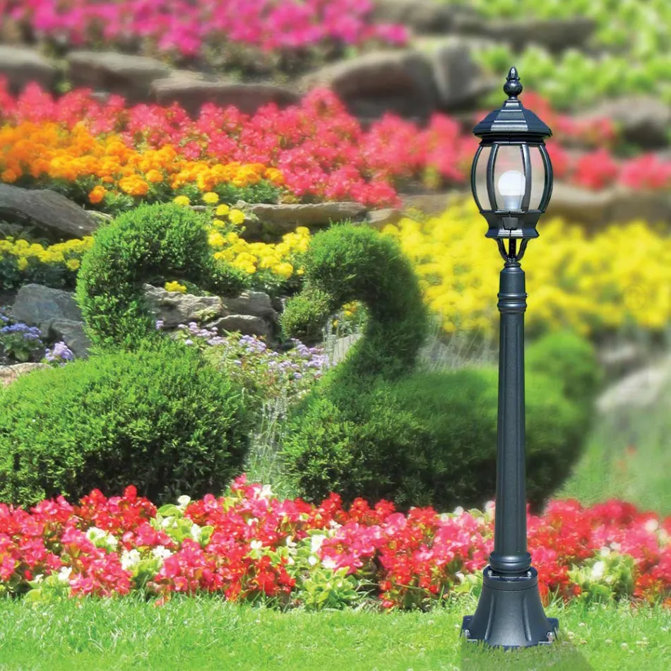 Nízká venkovní lampa z antracitového hliníku Made in Italy - Impero Viadurini