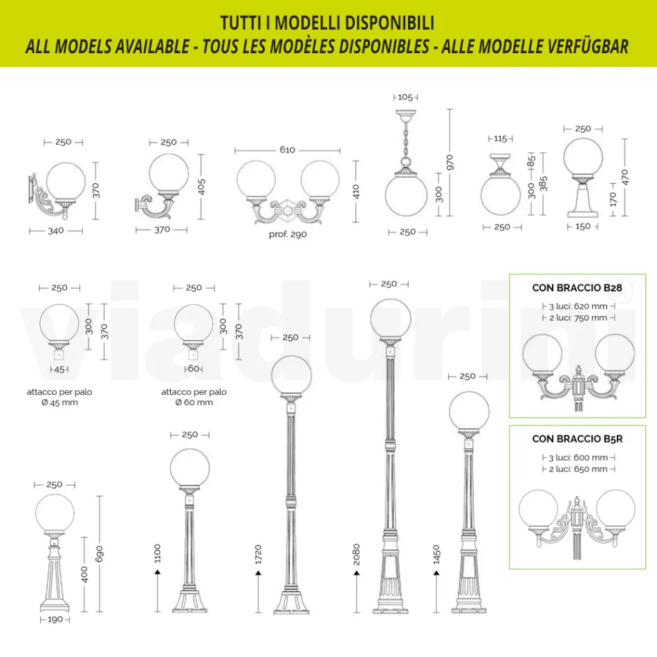 Sloupek venkovní lampy 212 cm v černém akrylu a hliníku Made in Italy - Trovanero Viadurini