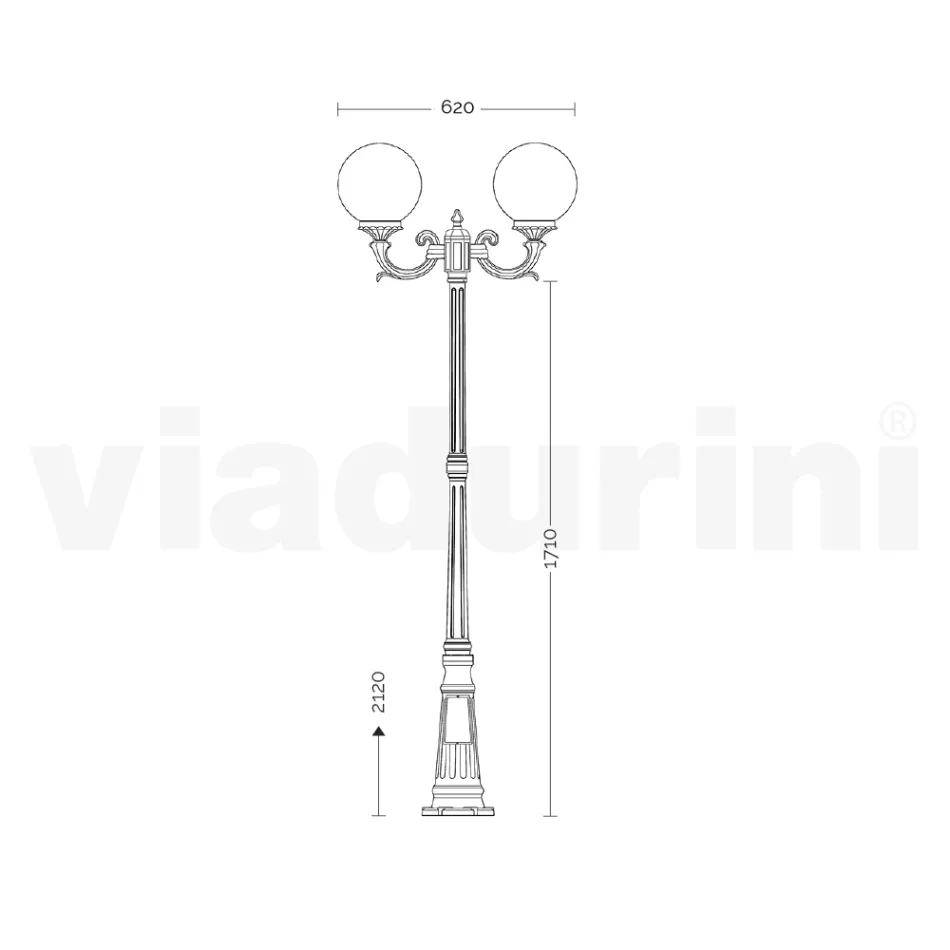 Sloupek venkovní lampy 212 cm v černém akrylu a hliníku Made in Italy - Trovanero Viadurini