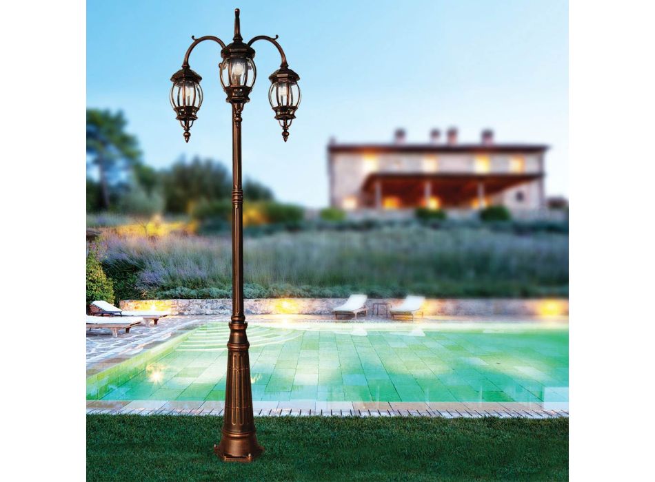 Venkovní lampa 3 světla v hliníkovém vintage stylu Made in Italy - Leona Viadurini