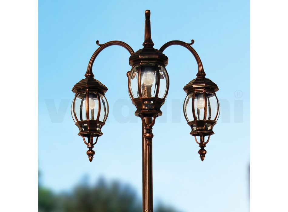 Venkovní lampa 3 světla v hliníkovém vintage stylu Made in Italy - Leona Viadurini