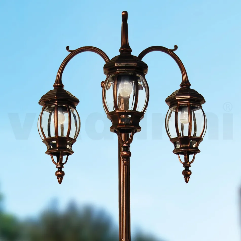 Venkovní lampa 3 světla v hliníkovém vintage stylu Made in Italy - Leona Viadurini