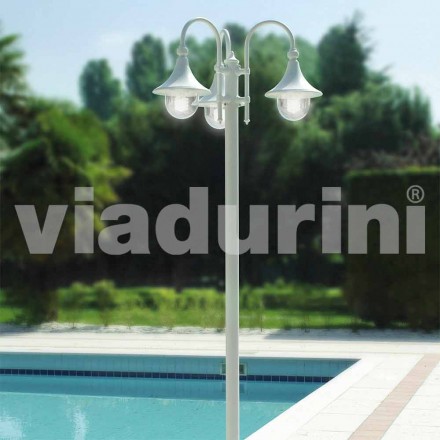 Venkovní lampa se třemi světly v bílém hliníku z Itálie, Anusca Viadurini