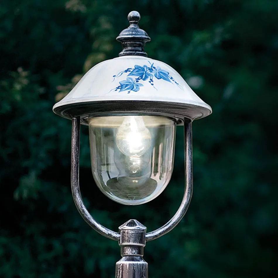 Venkovní lampa z ručně malovaného hliníku s květinovou výzdobou - Bari Viadurini