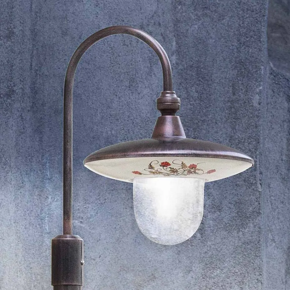 Venkovní lampa z černého hliníku a ručně malované květiny - Latina Viadurini