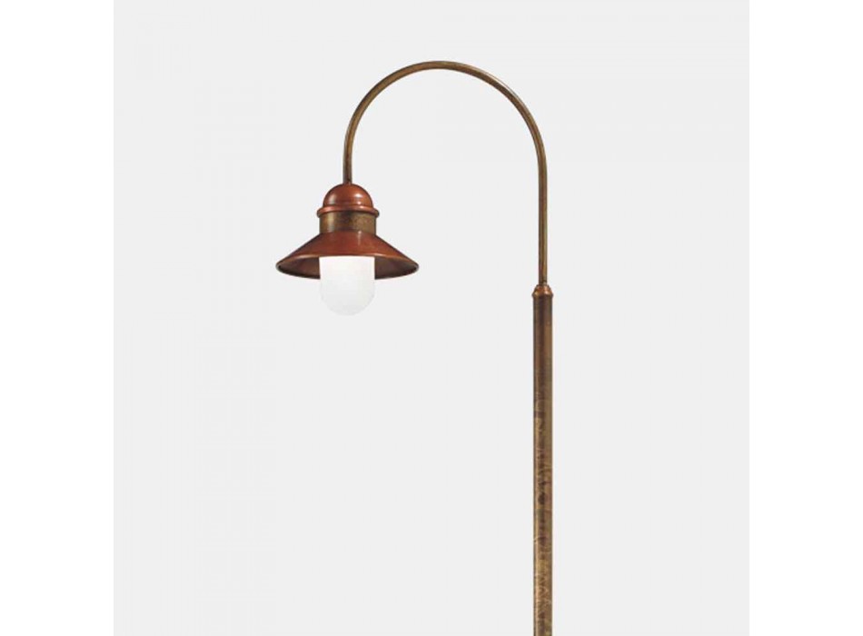 Sloupek zahradní lampy s vysokým nebo nízkým obloukem v mosazi a mědi - od Il Fanale Viadurini