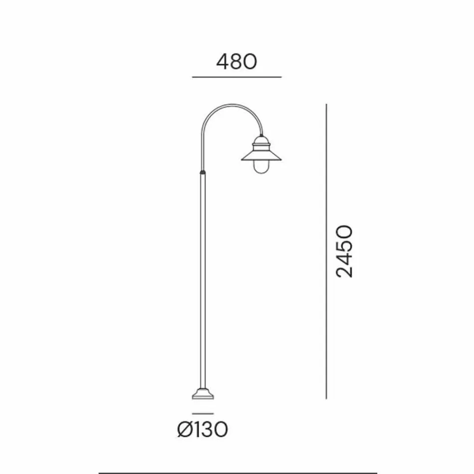 Sloupek zahradní lampy s vysokým nebo nízkým obloukem v mosazi a mědi - od Il Fanale Viadurini