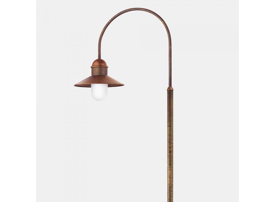 Sloupek zahradní lampy s vysokým nebo nízkým obloukem v mosazi a mědi - od Il Fanale Viadurini