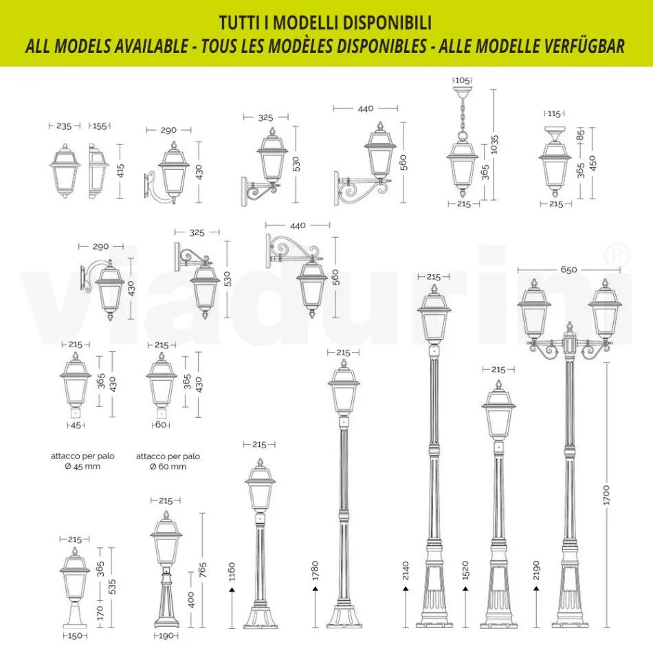 Zahradní lampa z antracitového hliníku a pískovaného skla - Elric Viadurini