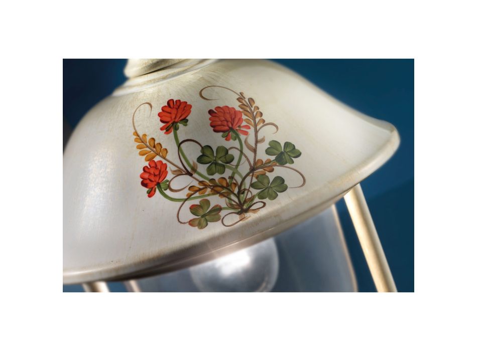 Zahradní lampa v ručně malovaném hliníku a květinovém dekoru - Bari Viadurini