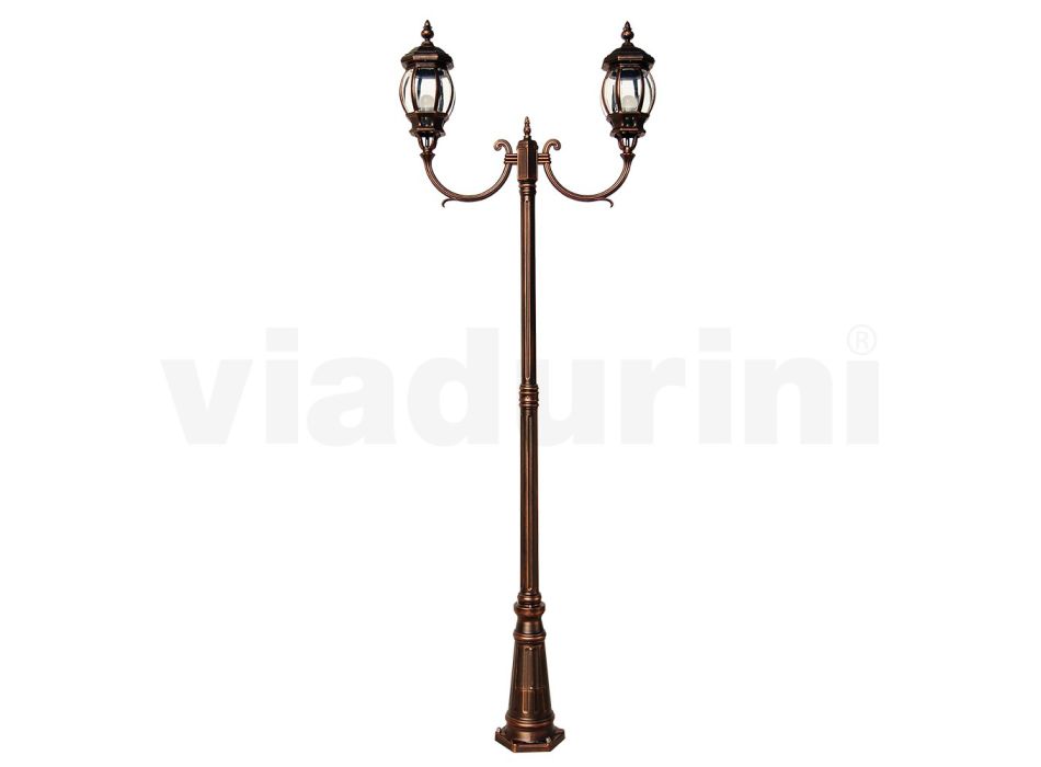 Zahradní lampa 2 světla v hliníkovém vintage stylu Made in Italy - Leona Viadurini