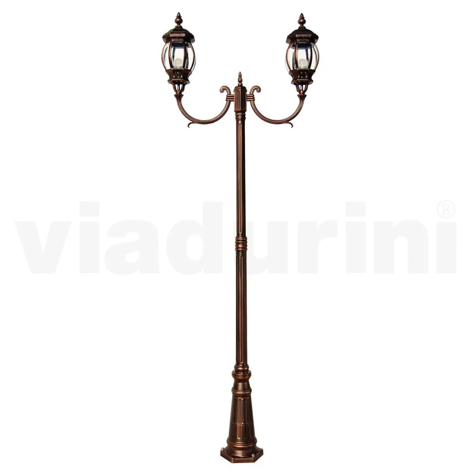 Zahradní lampa 2 světla v hliníkovém vintage stylu Made in Italy - Leona Viadurini