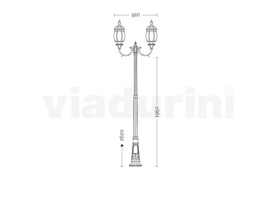 Zahradní lampa 2 světla v hliníkovém vintage stylu Made in Italy - Leona Viadurini
