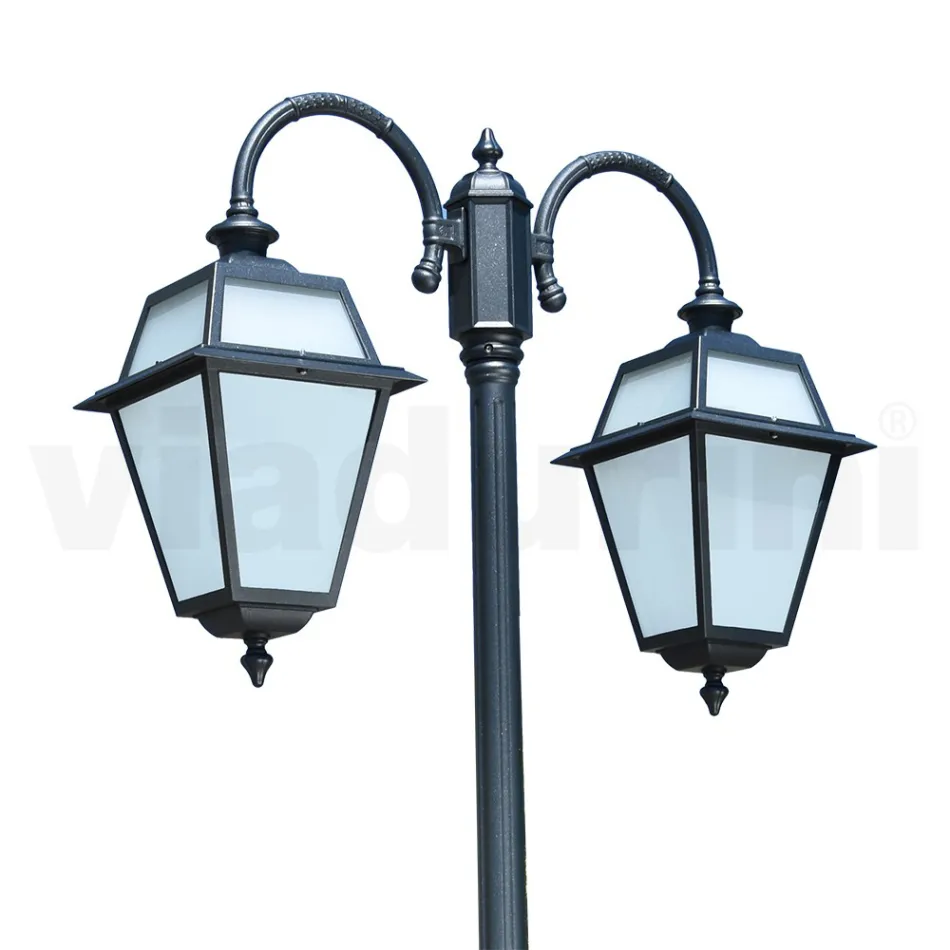 Zahradní lampa se 2 světly z hliníku a skla Made in Italy - Vivian Viadurini