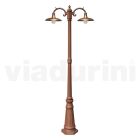 Pouliční lampa ve vintage stylu 2 světla z hliníku a mosazi Made in Italy - Adela Viadurini