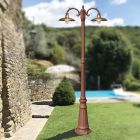 Pouliční lampa ve vintage stylu 2 světla z hliníku a mosazi Made in Italy - Adela Viadurini