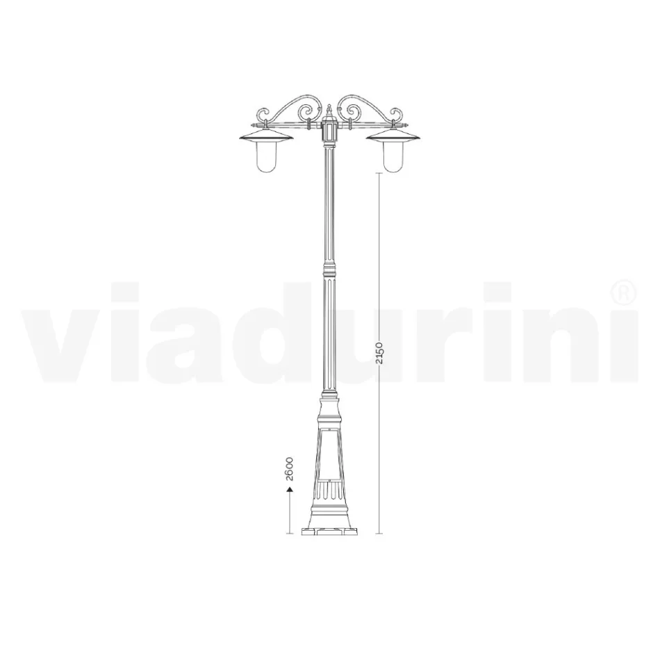 Pouliční lampa ve vintage stylu se 3 světly v šedém hliníku Made in Italy - Belen Viadurini