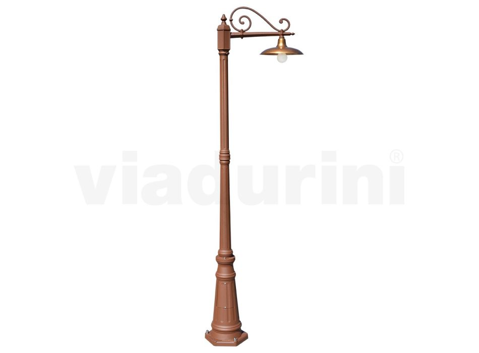 Pouliční lampa ve vintage stylu z Corten hliníku a mosazi Made in Italy - Adela Viadurini