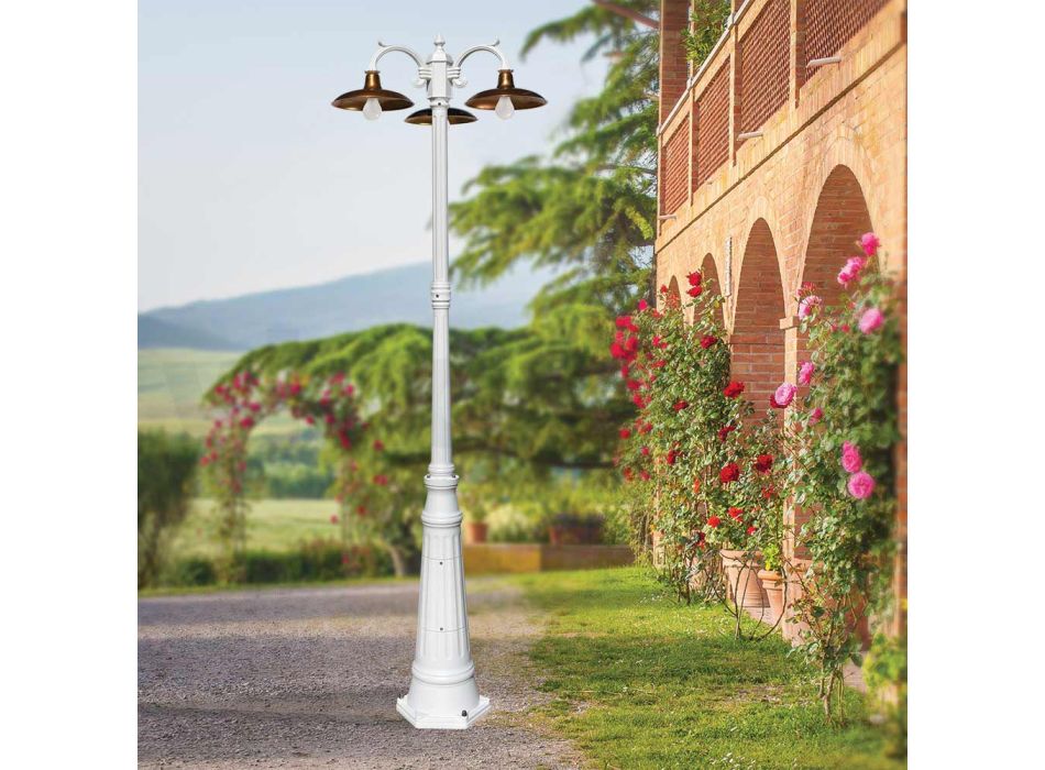 Vintage lampový sloup se 3 světly z hliníku a mosazi Made in Italy - Adela Viadurini