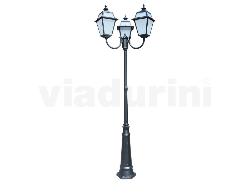 Vintage lampový sloup se 3 světly z hliníku a skla Made in Italy - Vivian Viadurini