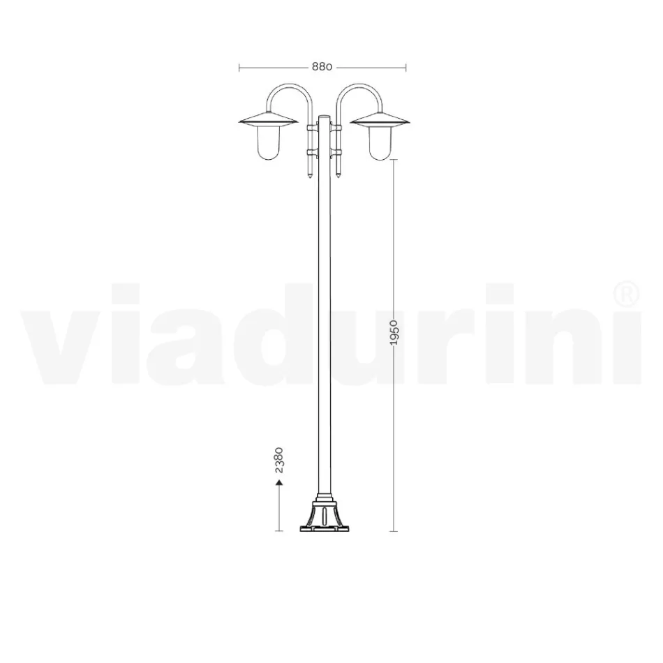 Vintage zahradní lampa 2 světla z hliníku Made in Italy - Belen Viadurini