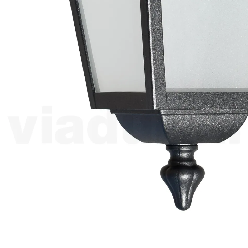 Zahradní stropní lucerna z antracitového hliníku a pískovaného skla - Elric Viadurini