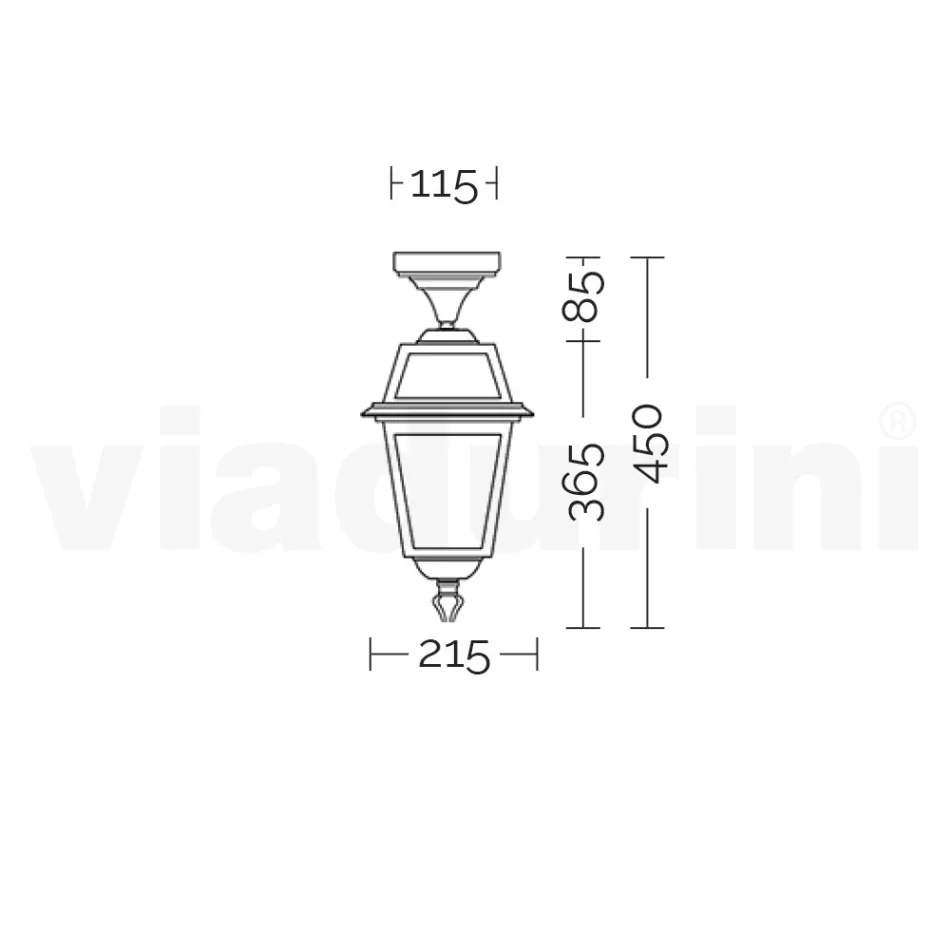 Zahradní stropní lucerna z antracitového hliníku a pískovaného skla - Elric Viadurini