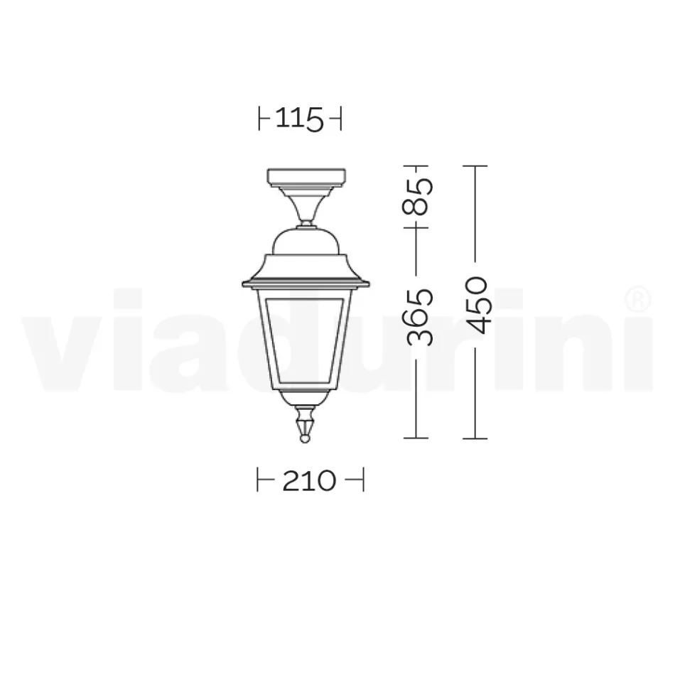 Stropní lucerna z tlakově litého hliníku a skleněného difuzoru - Scintilla Viadurini