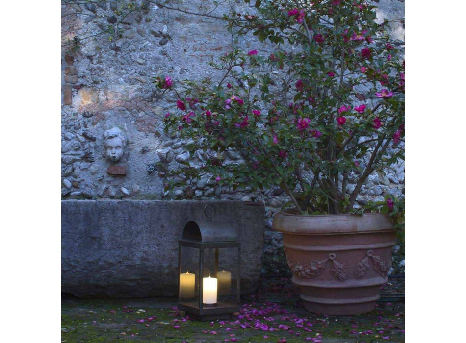 Garden Lantern s železa nebo mosazi svíčka Il Fanale Viadurini