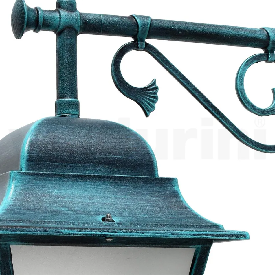 Venkovní nástěnná lucerna z hliníku a pískovaného skla - Alchymista Viadurini