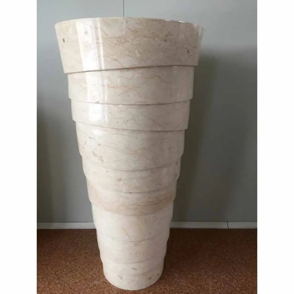 Návrh koupelny umyvadlo v bílém kameni Brent, unikátní kus Viadurini