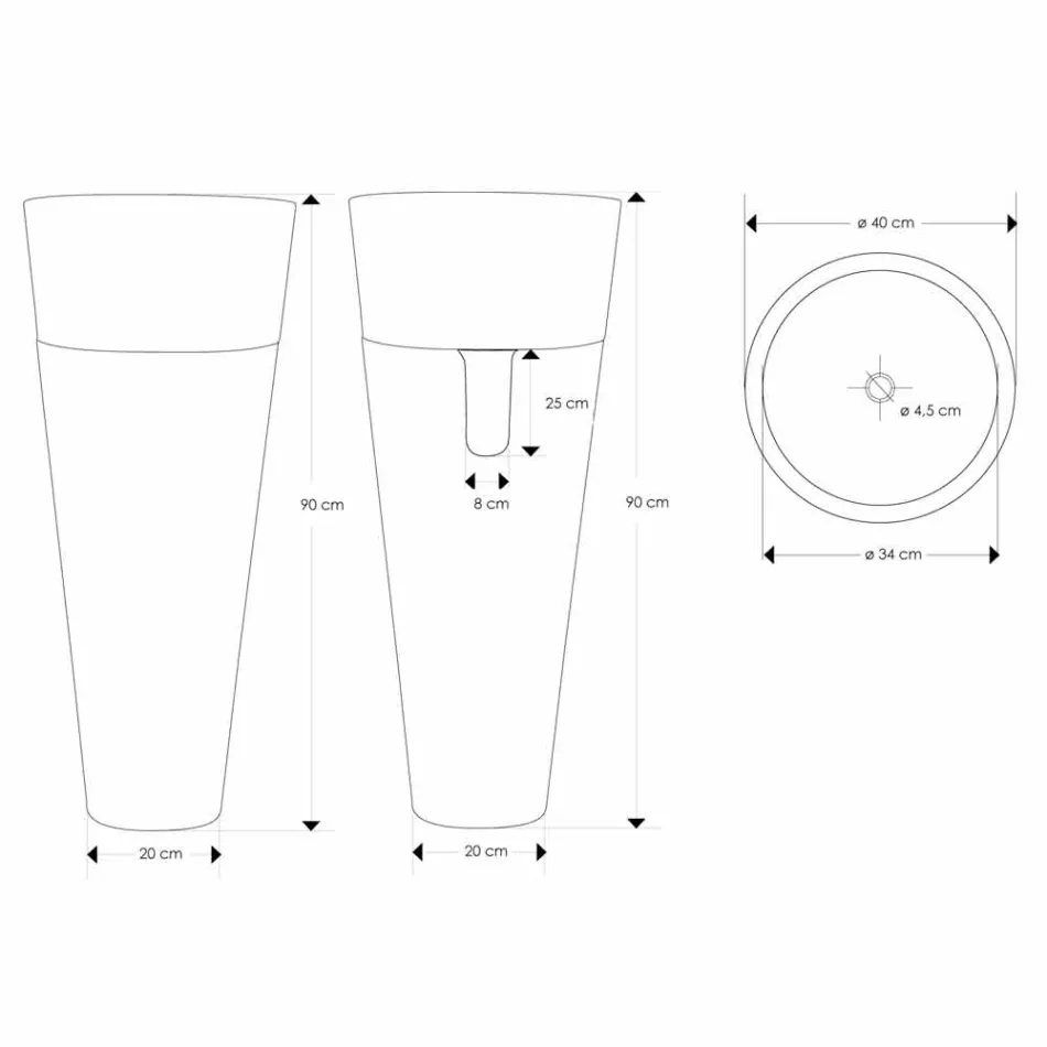 Sloupové umyvadlo moderního designu v lesklém černém mramoru - Merlo Viadurini