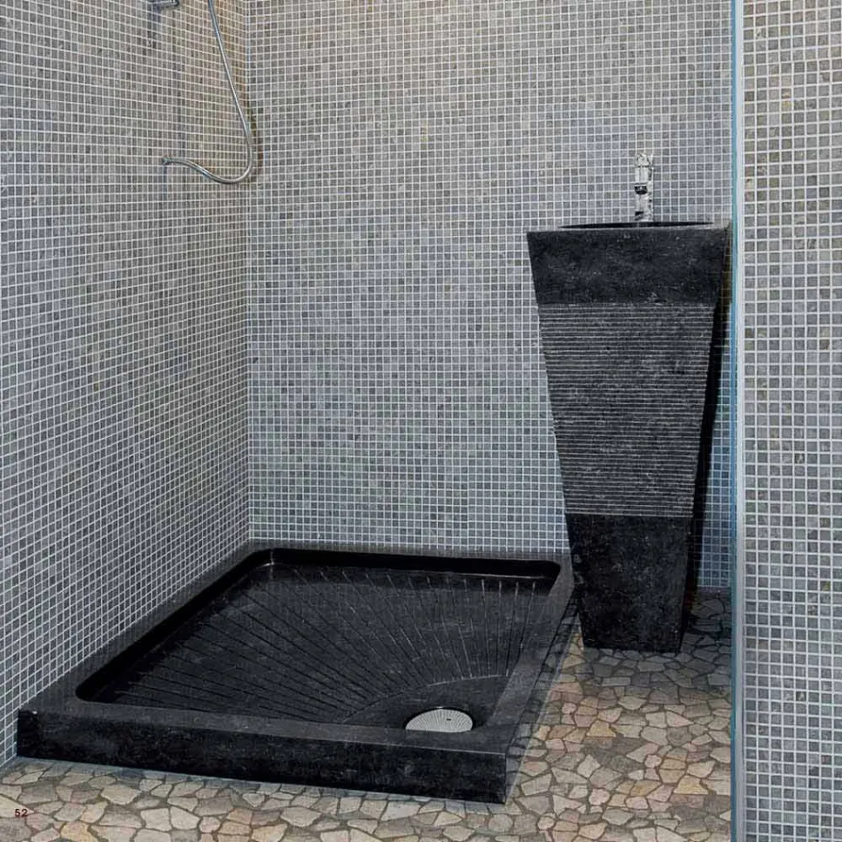 Umyvadlo Column pyramida kámen Natural Black Nias Viadurini