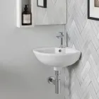 Rohový dřez z bílé keramiky s moderním a elegantním designem - Silica Viadurini